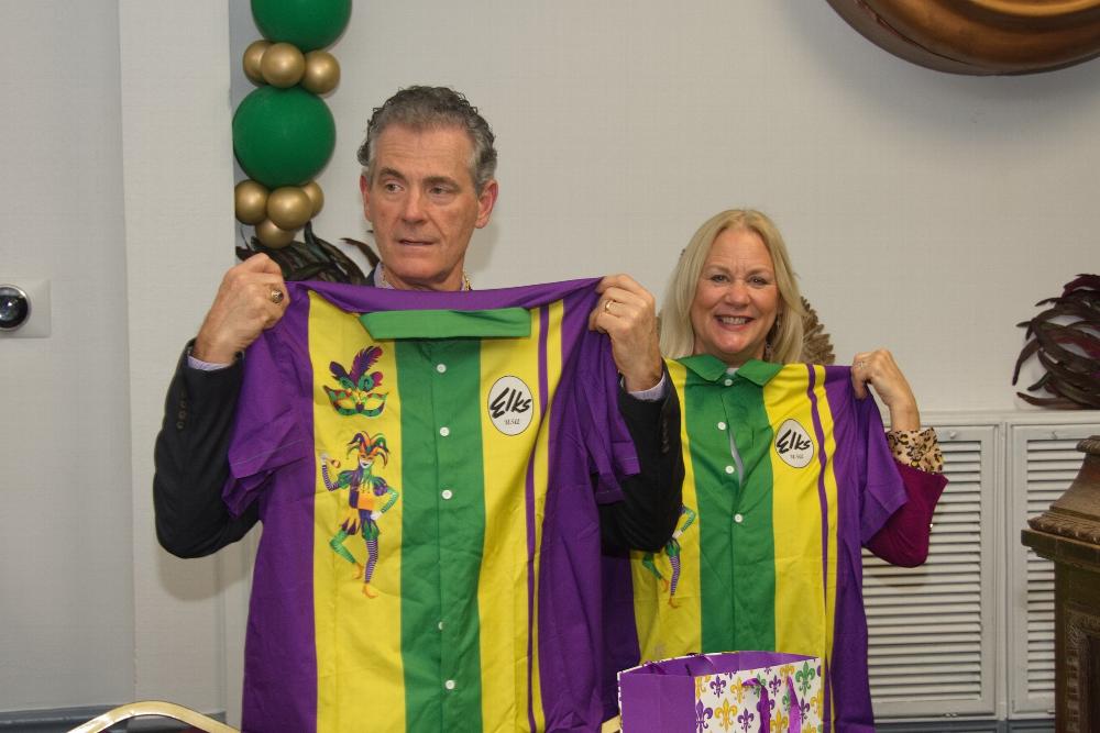 Doug & Julia with their Mardi Gras Shirts
