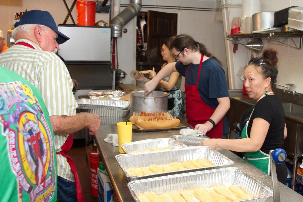 Members of Lodge #30 preparing the food for the GER's Banquet