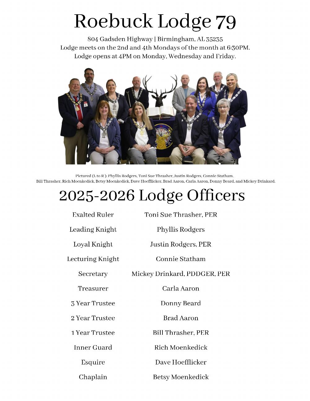 2025-2026 Lodge Officers