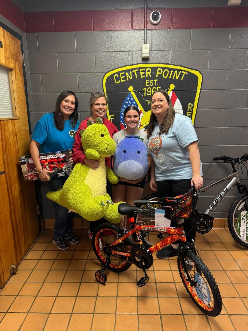 Lodge members got to be a part of Santa's Elf team and spent the afternoon shopping for gifts to aid Center Point Fire Department with its Christmas program.  The lodge used a portion of its Beacon Grant to purchase the gifts.
Pictured left to right, Carla Martin, Mickey Drinkard, Sammie Moenkedick and Betsy Moenkedick.