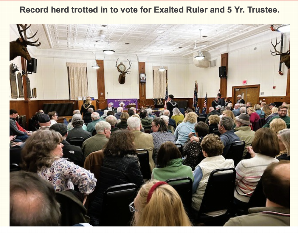 February 2025 Lodge meeting has a record numbers of Elks attend. Just over 200 crammed into the Lodge room