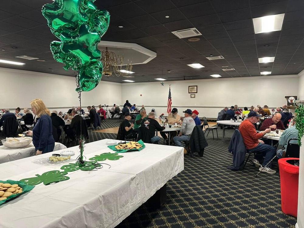Event Hall decorated for St Patty's Day