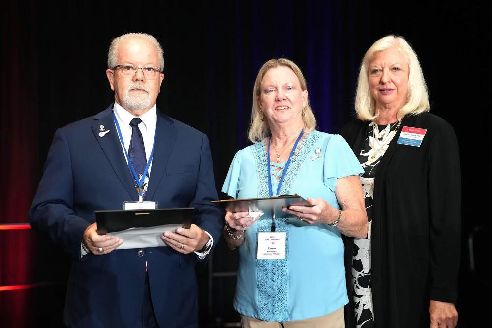 Retired Navy Veteran Karen Tracy accepting her Female Volunteer of the Year Award!! Congratulations Karen!