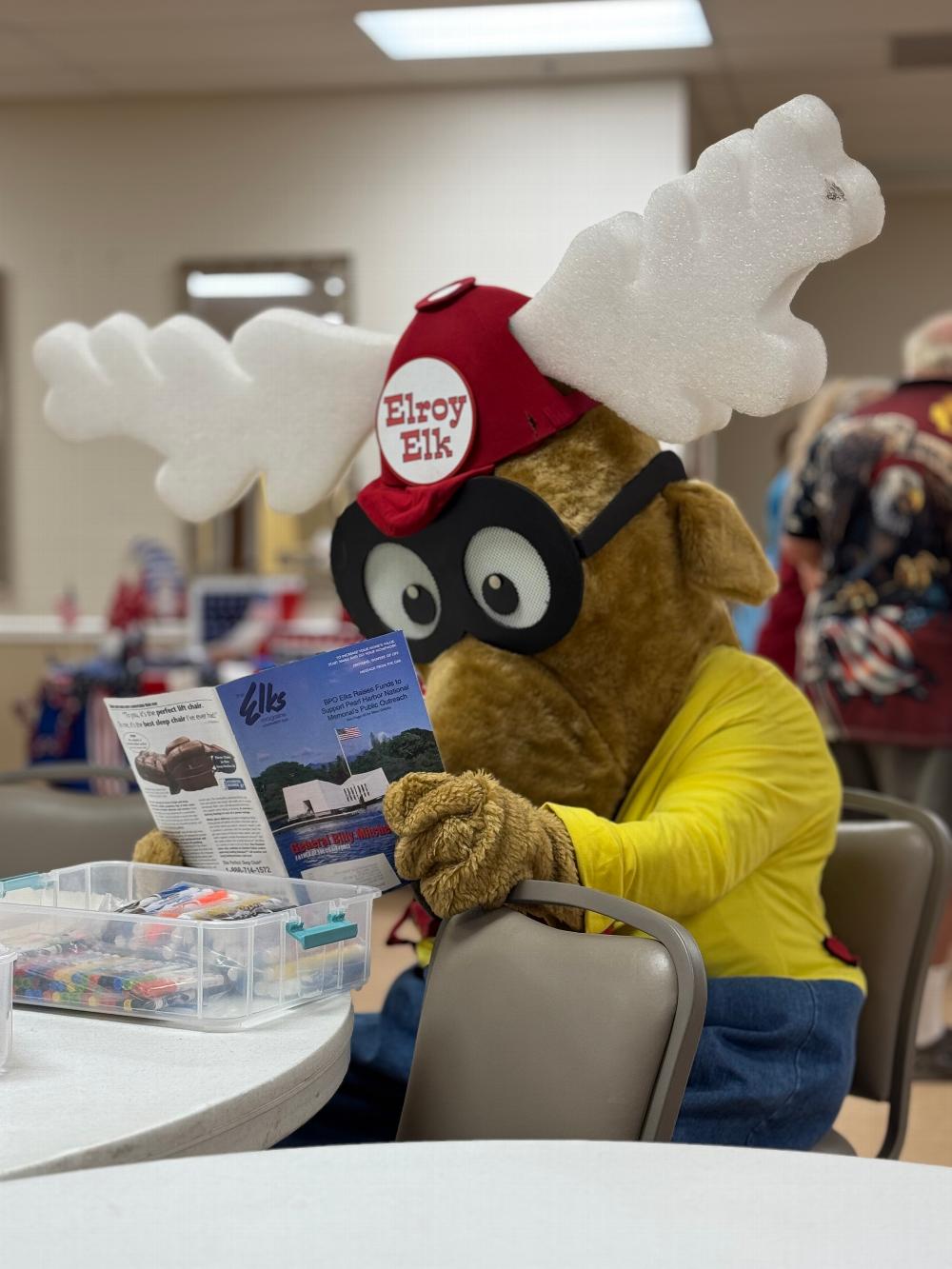 Elroy T. Elk reading the Elks National Magazine while taking a break at the Back To School Event!
July 2025