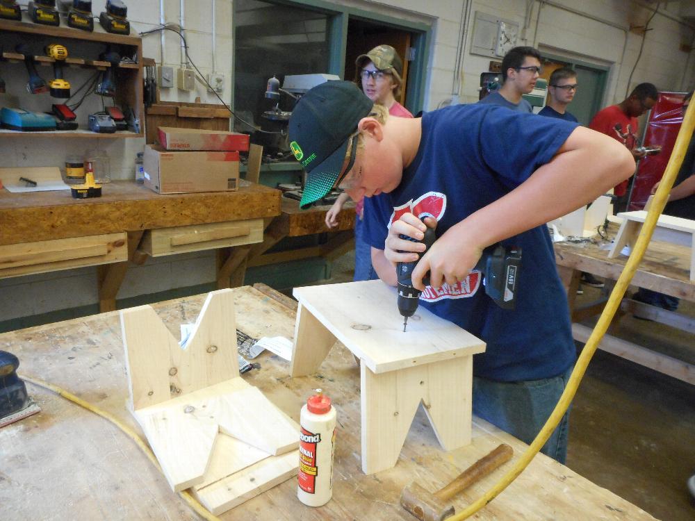 LHS student using safety glasses 