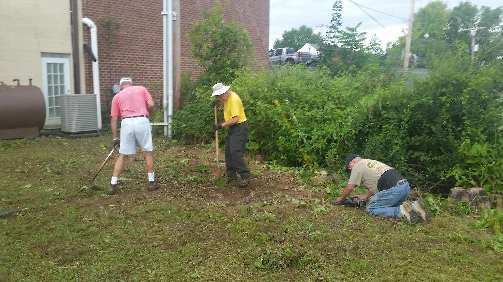 Jim Hedrick, Paul Kelly and John Owen at Lodge work day 2017