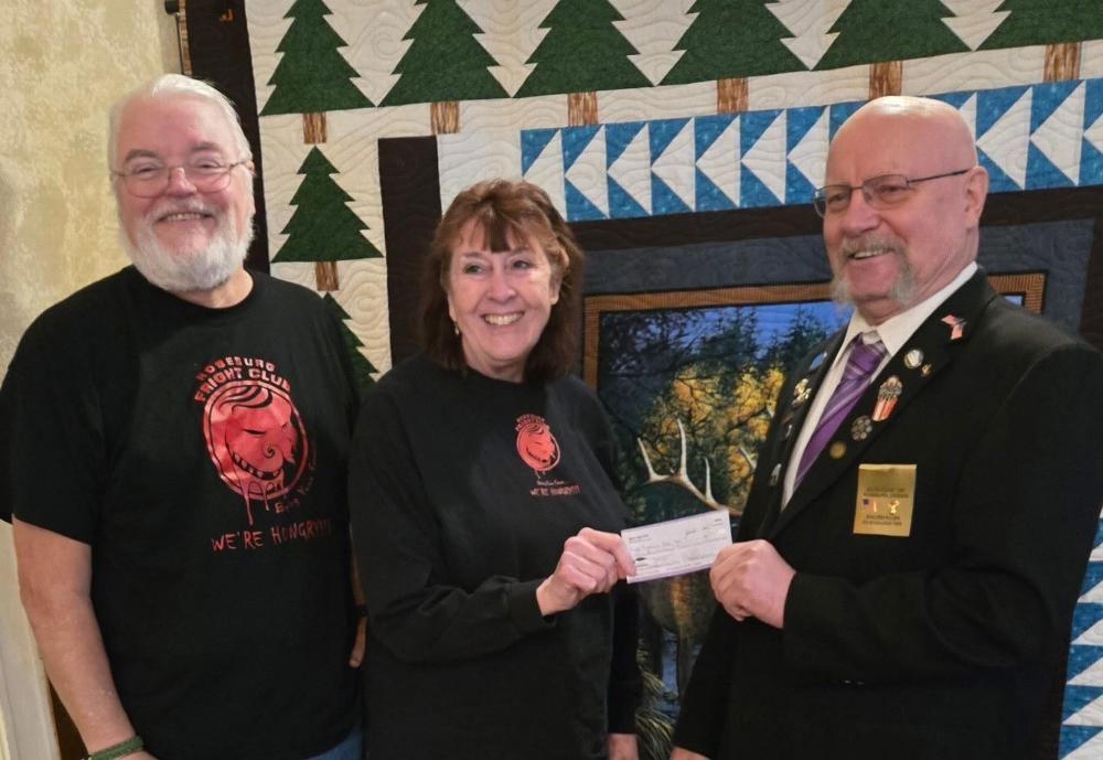 Fright Club check presentation to Lodge
Pictured l-r:  Mike Malone, Mary Malone, ER David Malone