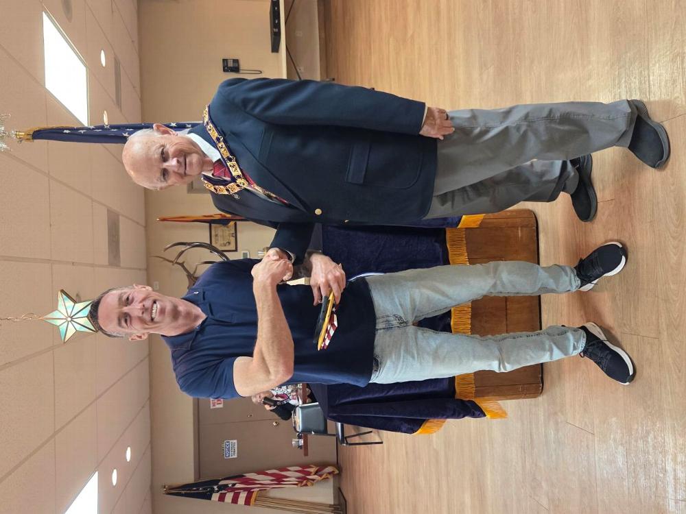 Tucson AZ Elks Lodge #385 newest member, January 13, 2026, M. Curry with ER B. Crawford. 