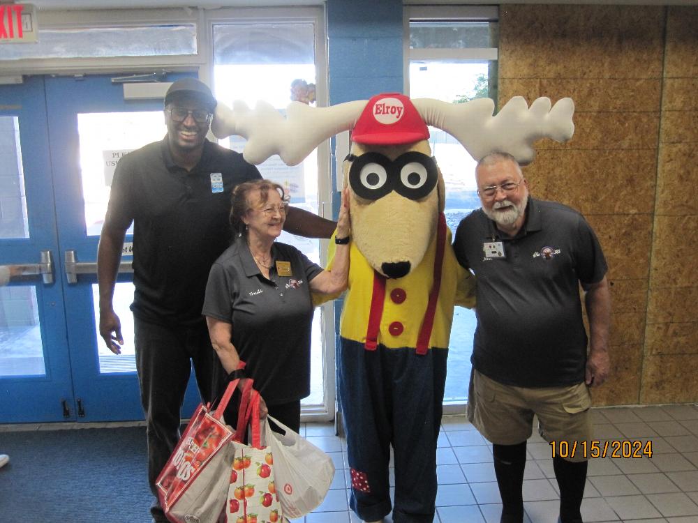 On October 15, 2024, the Tucson AZ Elks Lodge in handed out about 60 DAP wristbands, red ribbons, bookmarks coloring books and Halloween candy to kids in attendance.  The DAP committee (photo #1) consist of (L-R) Tiler Trudi Sofias, (Elroy) PER Susan Trecartin and member John Sofias.  Also in photograph #1 is Nigel Bigbee, Staffer from Steve Daru Boys and Girls club 1375 W. El Rio in Tucson AZ .
