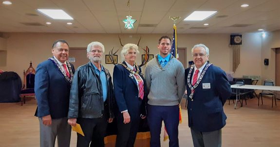 Tucson Elks Lodge newest members, January 24, 2023:
L-R:  Jesse Lugo (sponsor) Barny Brenner, ER Susan Trecartin, Christopher Gromek, John Aceves (sponsor)