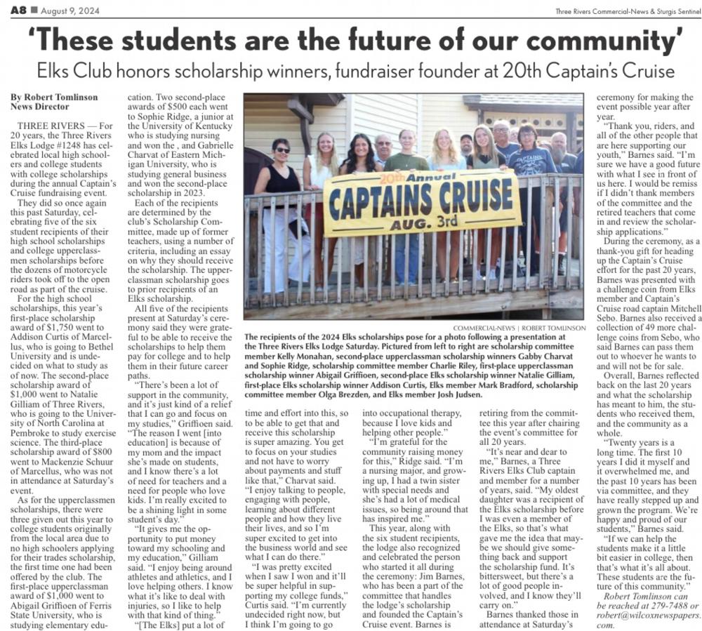 Captains Cruise 2024 - newspaper article
