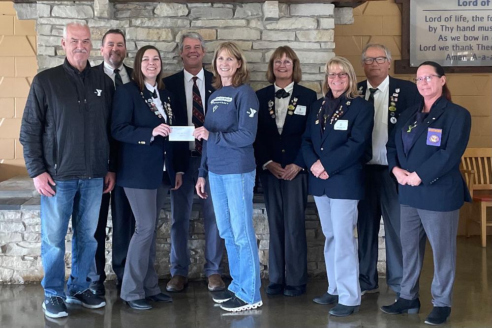 March 21, 2025 - Elks #1248 presents a check for $2000 to the YMCA Camp Eberhart in Three Rivers, MI for Project 132 whose goal is to bring one hundred and thirty-two children to camp who could not have the chance to do so without our financial assistance. For families that are low income or going through a financial hardship, this program ensures that all children can have their summer dreams come true with a week of character-building, skill development, and stress-free fun at YMCA Camp Eberhart.