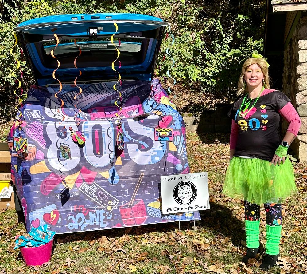 Tabitha Sanders, Inner Guard, did a great job representing Elks #1248 at the YMCA Camp Eberhart's Trunk-or-Treat.  She passed out 20 bags of candy that were donated by our members. Oct. 2024