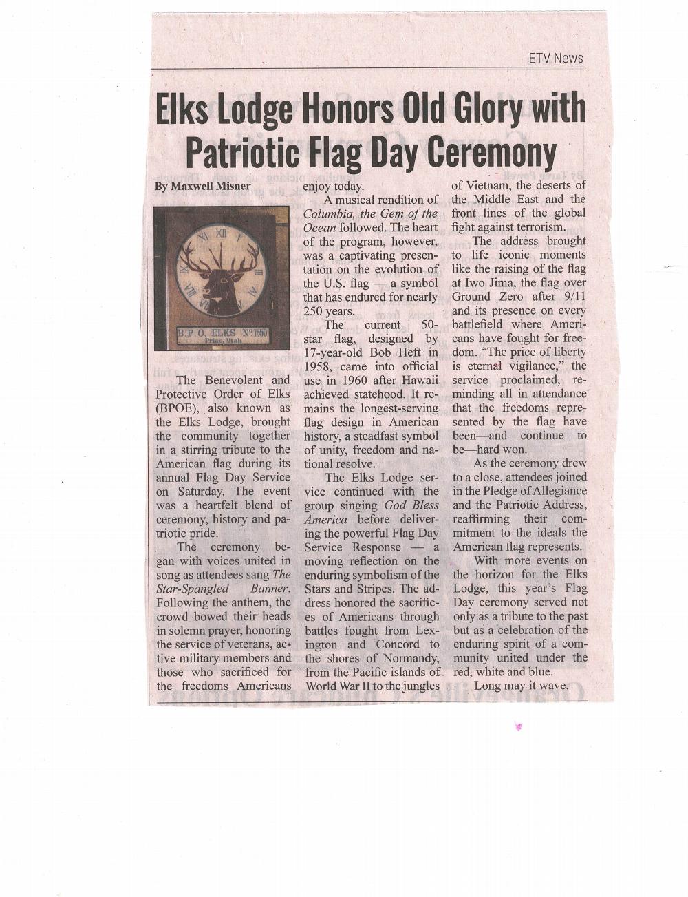 What a great ceremony we had at the Lodge on Flag Day!