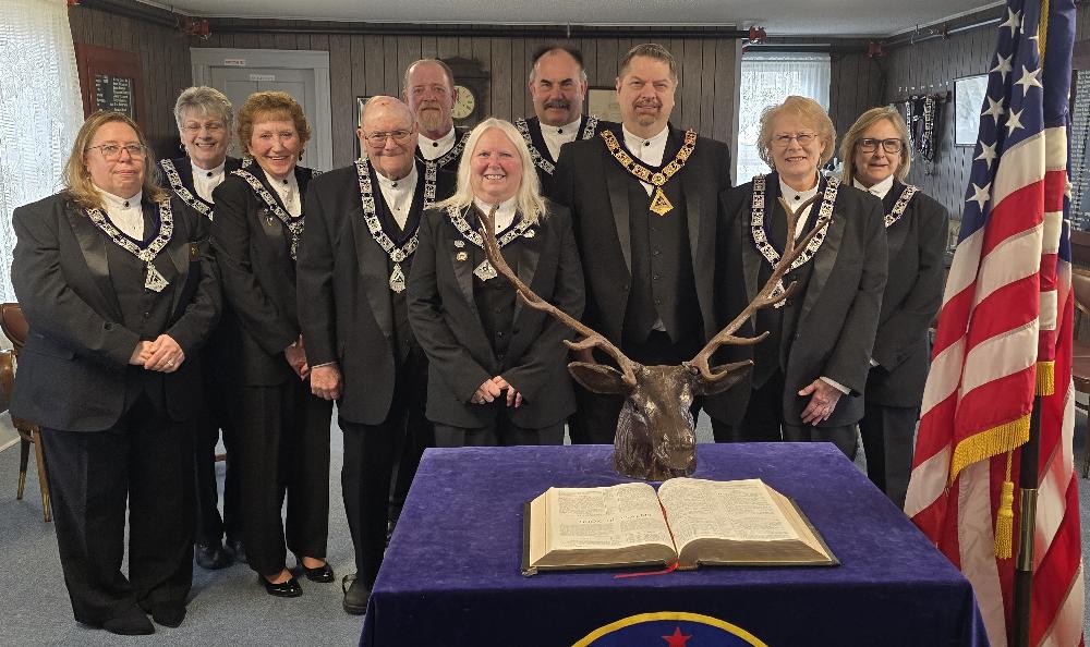 2024-2025 Lodge Officers (Left to Right)
Karen Whitney Treasurer, Gloria Gunn Secretary, Carolee Murchie (PER) Chaplain, Ray Buisson (PER, PSP) Inner Guard, James Kirkwood (PER, PSP) Esquire, Dayle Brown Lecturing Knight, Ed Knoras (PER) Trustee, Richard Lucius Exalted
Ruler, Ruth Sargent Leading Knight, Kathy Knoras
Loyal Knight, Jean Crosby Tiler (Not Pictured)
