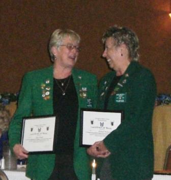 First Place Winners NW District Ritual Contest  Inner Guard Joan Beneke and Chaplain Michele McGauley