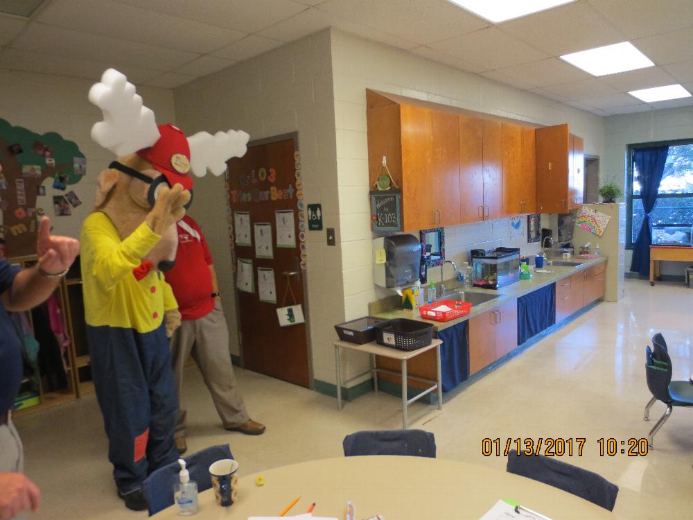Elroy the Elk (John Keenan) along with his helper LeRoy Marcotte visited the children at Carolina Forest Elementary to talk about Drug Awareness in January 2017.