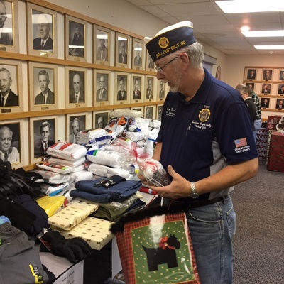 As you see here, the 2018 Stocking Stuffer effort received lots of socks, underwear, t-shirts and other new clothing items to give to veterans in Hot Springs.  Elks members and helpful volunteers sorted through the donations on December 15, 2018
