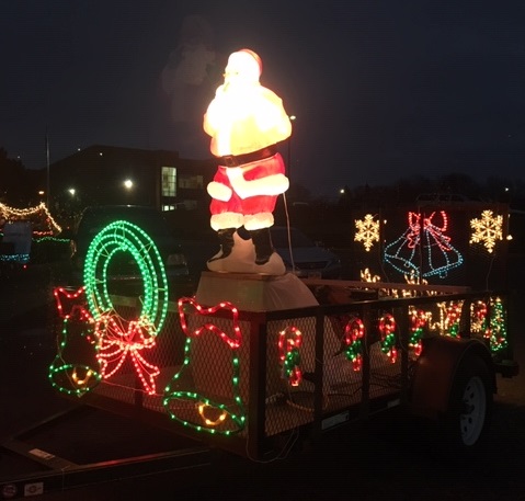 Santa was surrounded by colorful lights on the 2018 Pierre Elks Lodge float.