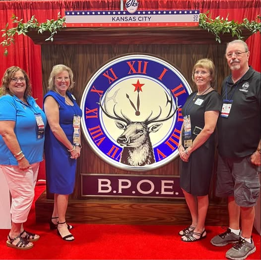 Members from our Lodge attended the 2025 National Convention 
L/R Mary Jo Fox Lodge Tresure, Donna Miller PER, Rhonda McDonald ER, Larry McDonald Husband of Rhonda.   