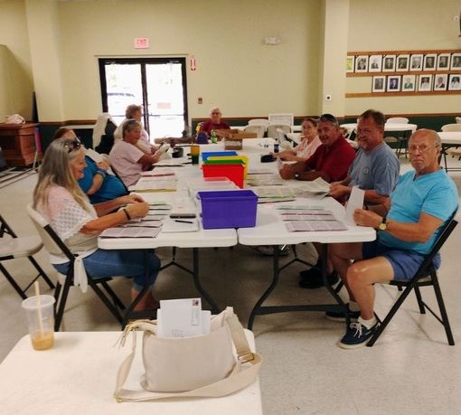Thanks to all of the members taking their Sunday afternoon to come to the Bingo committee meeting and help put together Bingo packs.