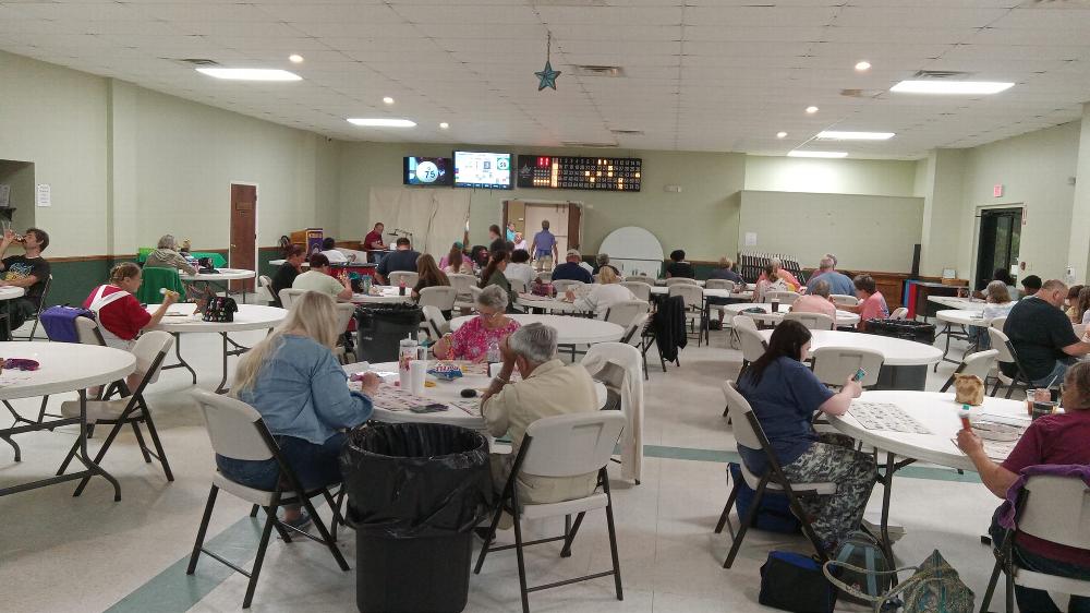 Bingo night at the Walterboro Elks Lodge 1988. A little rain does not stop all of the fun playing BINGO. Thanks to our players we can give back to our community in the form of food donations to churches and even the Colleton Band and Color Guards.