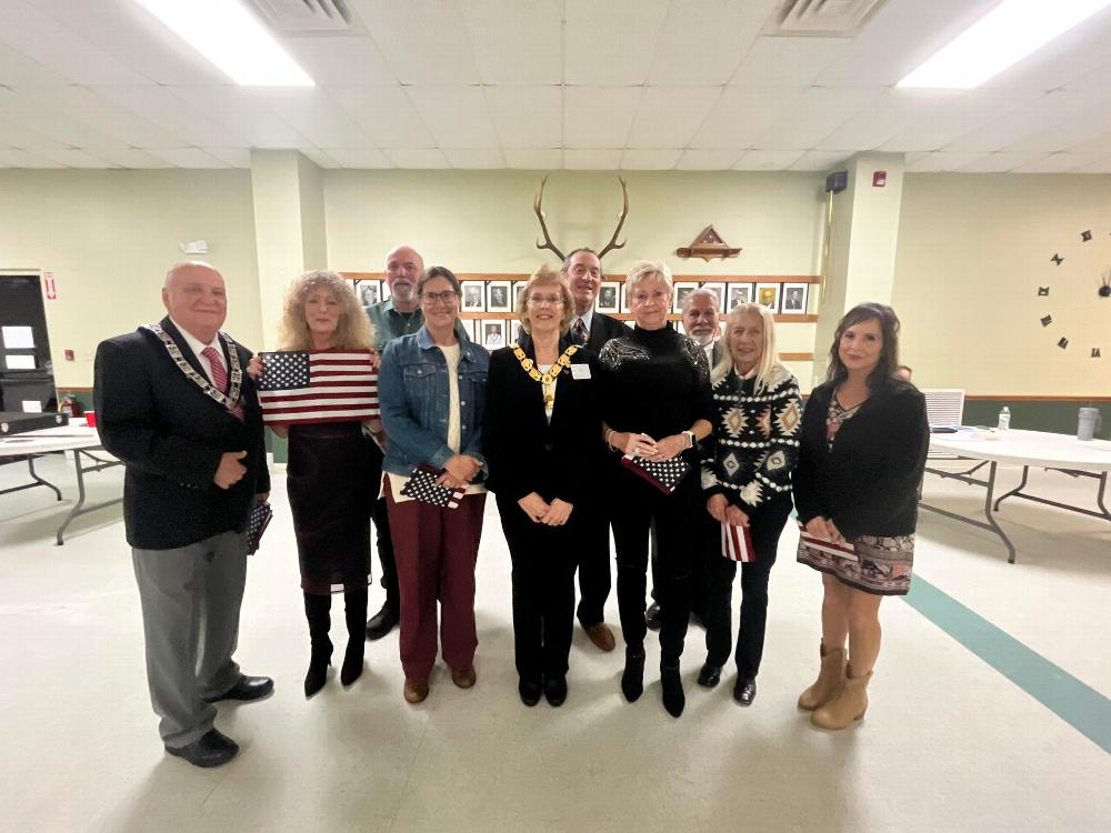 Walterboro Lodge welcomed eight new members last night. Please make sure you introduce yourself when you see them at the lodge.

Pictured left to right. Esquire Bob Tiegs, Brenda Clouse, John Barrack, Sharon Kennedy, Exalted Ruler Rhonda McDonald, William Koger, Patricia Seefeldt, Kevin Hebert, Kathy Priester and Gail Segal.
WELCOME
