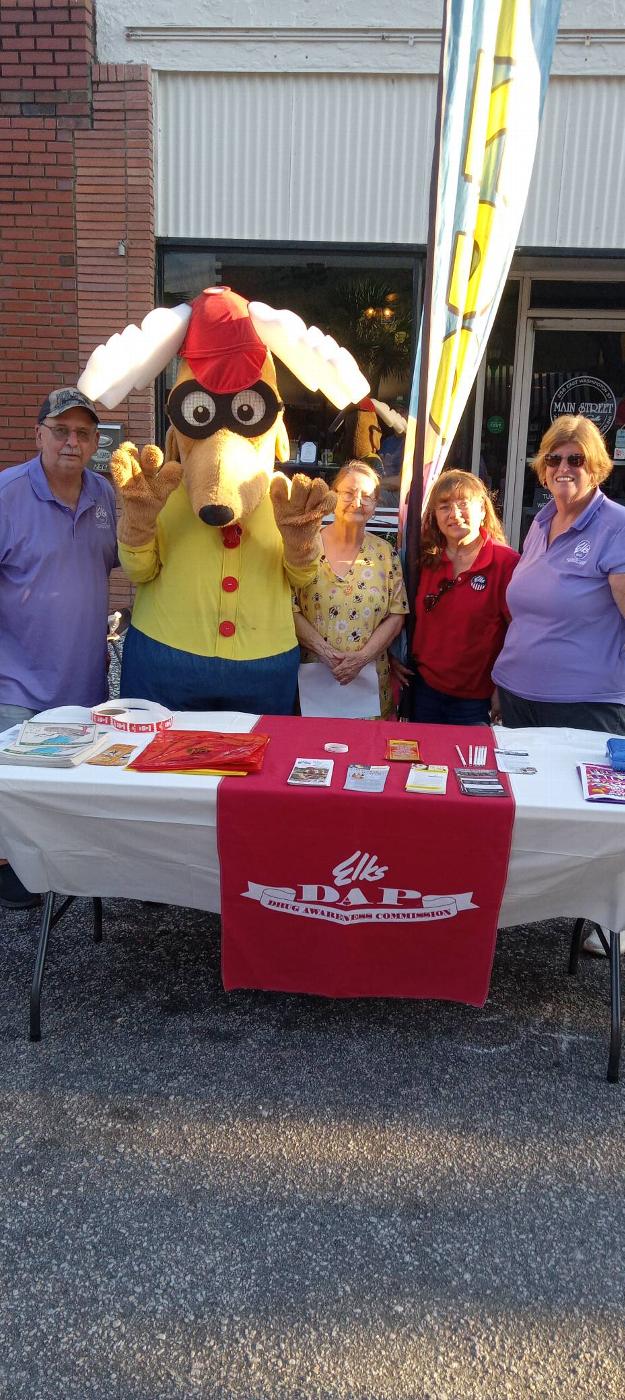 Walterboro Elks Lodge 1988, participating on First Thursday, on Main Street. Thanks to Angus, Jerrie, Paul, Carol, Betty, Ernest and our nationally known Elroy. We handed out Drug Awareness materials along with our Golf Tournament information and Bingo dates and time.