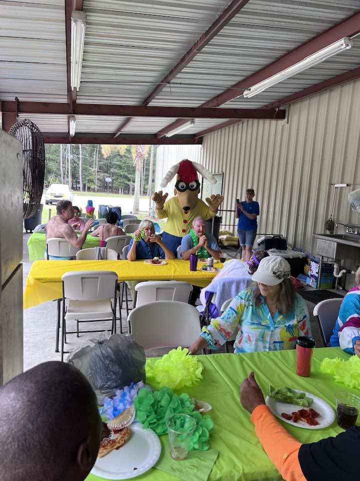 We had the pleasure of having a Luau Pool Party for our Special Gatherings Group Saturday. Everyone had a blast swimming, eating pizza and cupcakes. We would like to thank Valerie Heffner, Faye & Charles Rister with Thrivent for your donations to help make this happen. Elroy for visiting. All our volunteers who came and made sure everyone had a good time. A special thank you to Special Gatherings for coming and sharing our day with us.💕