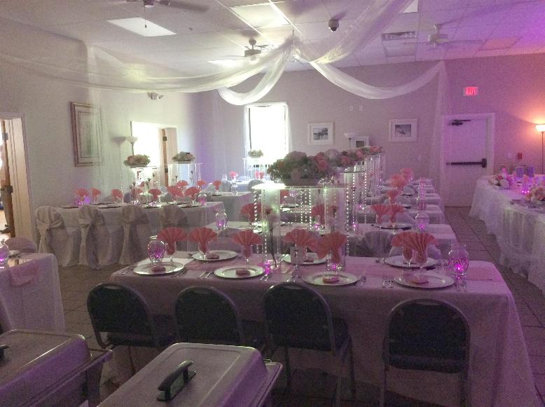 Our Lodge Dinning Room Decorated for a Wedding as an Event Space.  When planning an event think of Lodge a Venue.