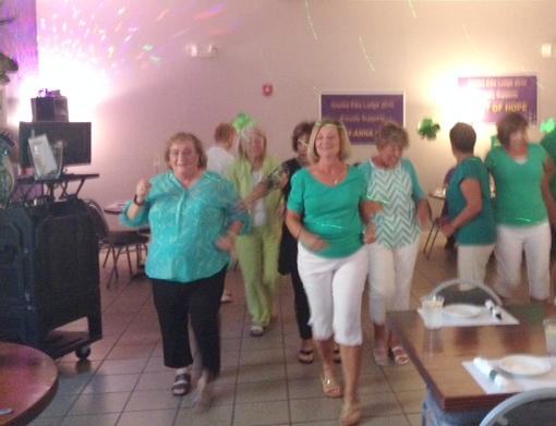 Line Dancing got many up on the dance floor at the St. Patrick's Day dinner.