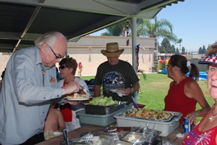 WOW.... look at that food... outdoors in the patio, with fellow Lodge Members, friends, guests and a GREAT DAY FOR IT.