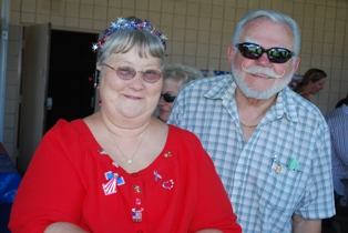 There's some happy faces.... if you look real cose you can see the string holding up the ends of his mustache.... LOL