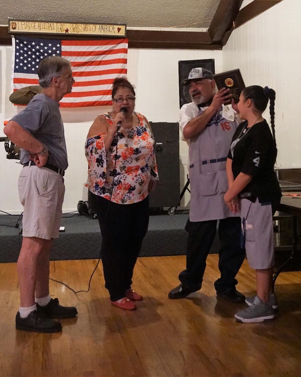 L to R: Rob DiGioia, Exalted Ruler; Linda Padilla, Event Chairperson; Javier Sanchez and Helper. 