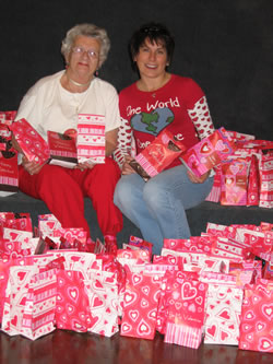 Julie Witherby and Michelle Ritter, in conjunction with the Girl Scouts, take time to gather some 400 Valentine gift bags for our Veterans at Wadsworth VA Hospital in Los Angeles.