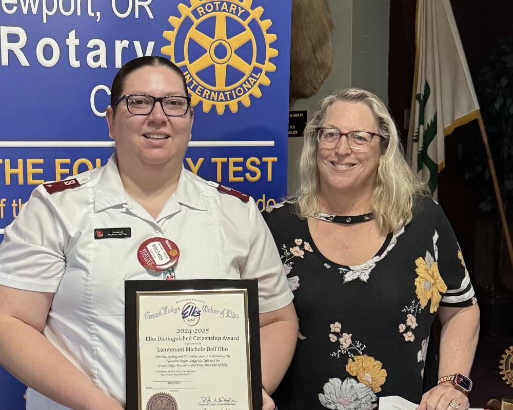 Newport Elks Lodge recognized Lt. Michelle Di Olio of the Salvation Army as Citizen of the Year. Di Olio played a vital role in serving the needs of the Newport community throughout the year.