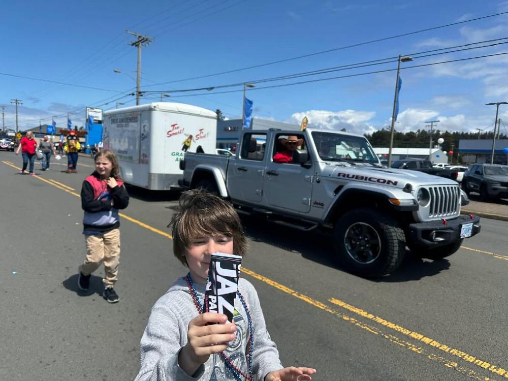 At the Wheel: Past Exalted Ruler Jerry Sheehan navigates the Loyalty Days parade route with the Drug Awareness Program Trailer. Hundreds of Newport families heard the Elks message on personal responsibility as volunteers passed out information and chatted with parade attendees.