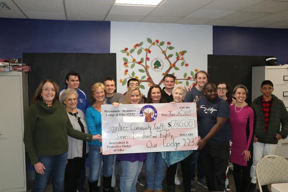 Members Christmas Party Committee Donated Money Raised from Raffles sold at the Members Christmas party  to the Braintree Youth Center Dec 2024