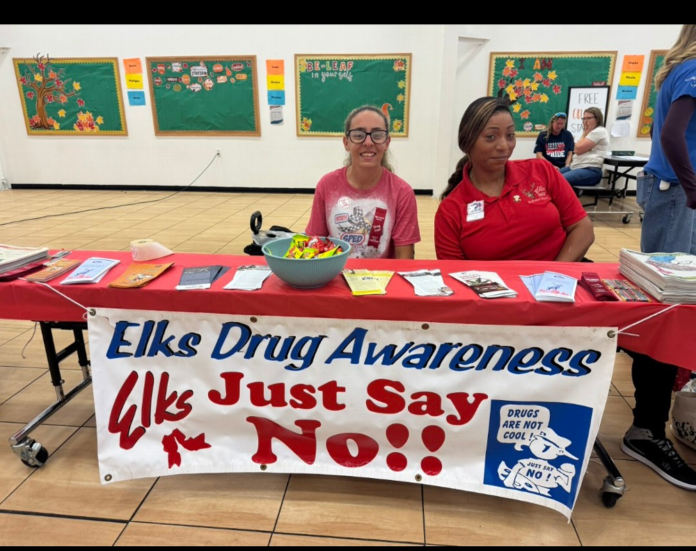 Drug Awareness Chairman Sarah Valle (Left) and Elk team member Tina Johnson at their booth at the MALC ar Show October 11th, 2025