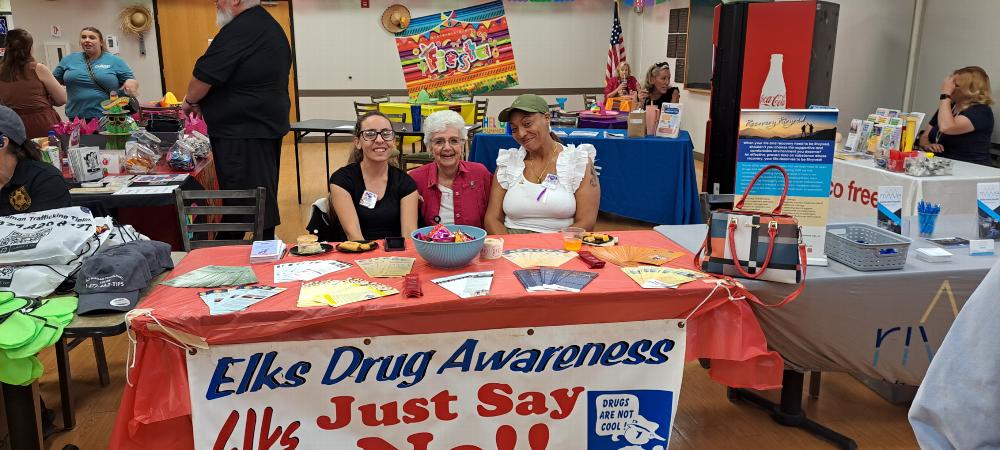 Drug Awareness Chairman Sarah Valle,PER Terry Frank and Elk member Tina Johnson 