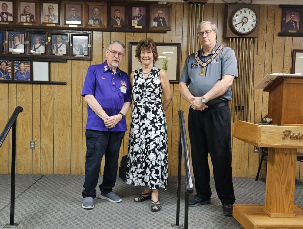 The Bullhead City Elks #2408 donated their Community Grant of $1,000 to the Colorado River Concert Association Outreach Program for kids. These funds will be used to inspire and introduce Elementary School children to the arts by taking them to concerts and also letting them interact with the performers. Pictured Left to Right - PER Roy Haddick, Julie Hassett of the Colorado River Concert Association and Bullhead City Elks ER Walt Honse.