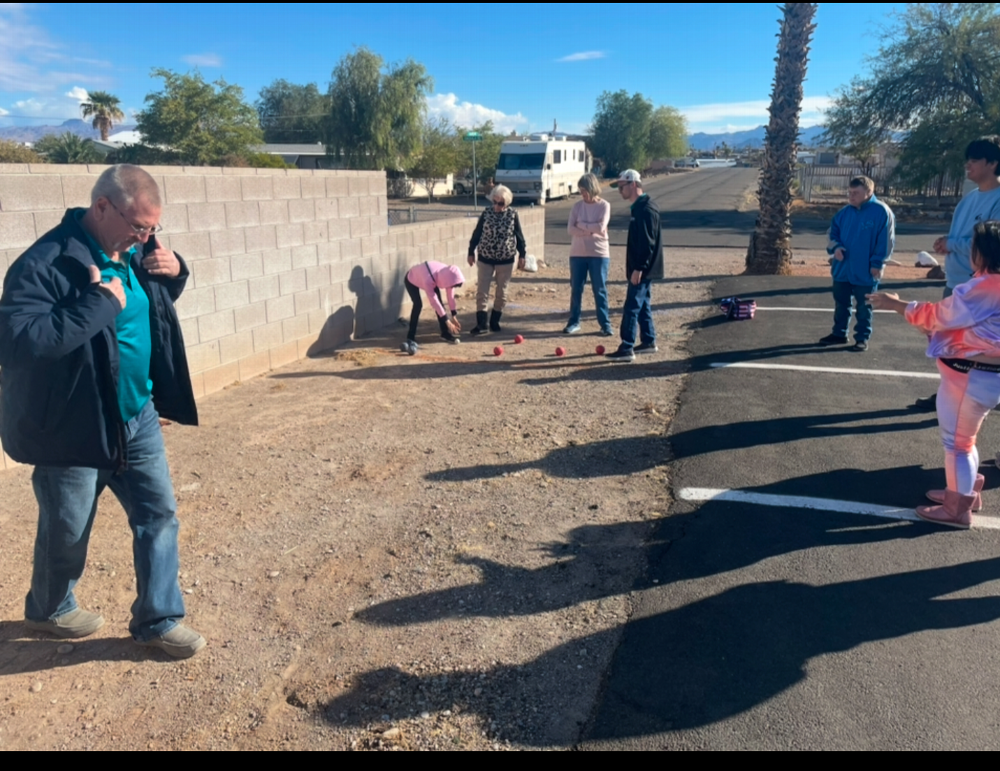 The Athletes playing bocce ball!

