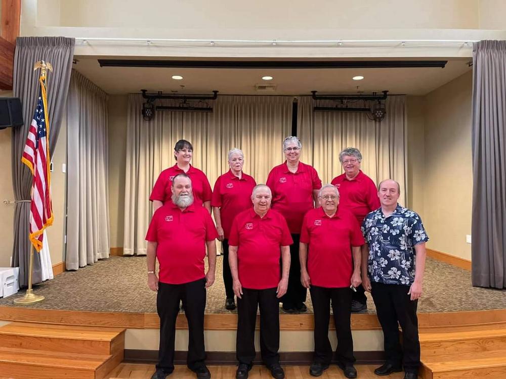 Ritual Competition - First in West District
and Second in State.  Congratulations!
Lynne-ER, and crew - Jeanna-Esquire, Dawn-Loyal Knight, Peggy-Inner Guard, Mike-Leading Knight, Chuck-stand in for Lecturing Knight, Glenn-Chaplain, and Dean-New Member. 