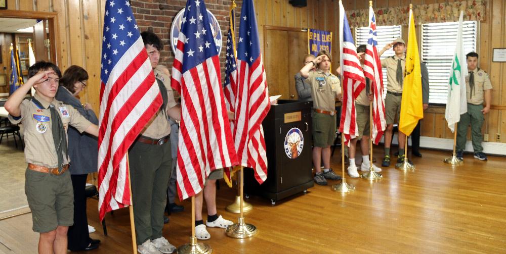 Boy Scouts Troop 470 presenting  the flags 