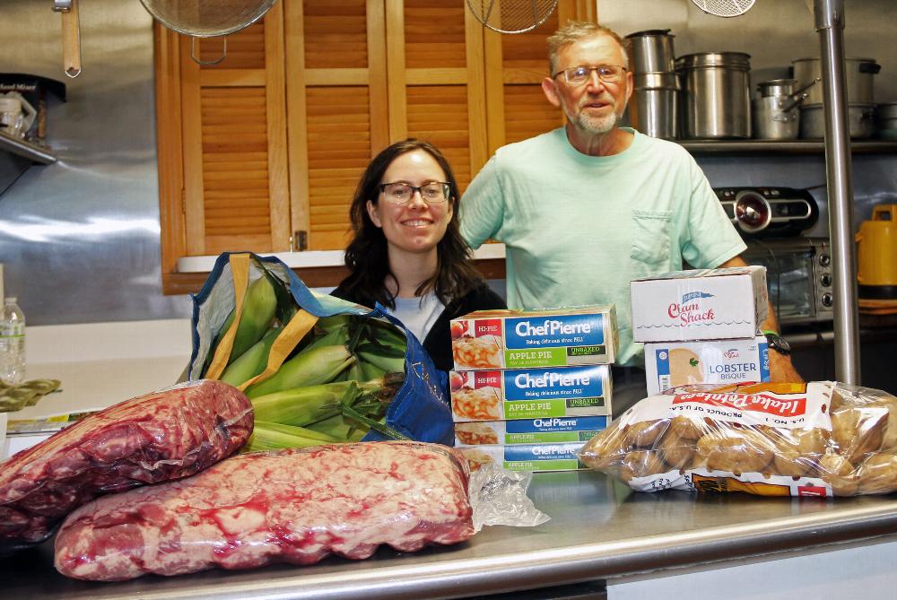 The Islip Elks, John Tramposch with Jaci Narducci who volunteered her time to prepare a 4th of July Prime Rib dinners for the 4 Veterans Beacon houses in Islip and Bay Shore. The meals included Prime Rib, Lobster Bisque, Corn-on-the-cob, carrots and potatoes with Apple Pies for dessert. The Islip Elks spent over $800.00 for the meals partially funded by ENF Freedom Grant 