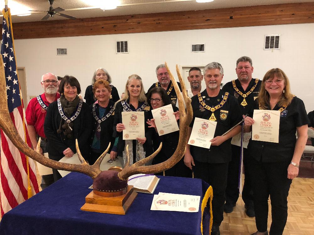 Officers of Poway Lodge #2543 sharing their Special Citation for completion of the Officer Training Program on Tuesday, February 12, 2019.  Well Done!