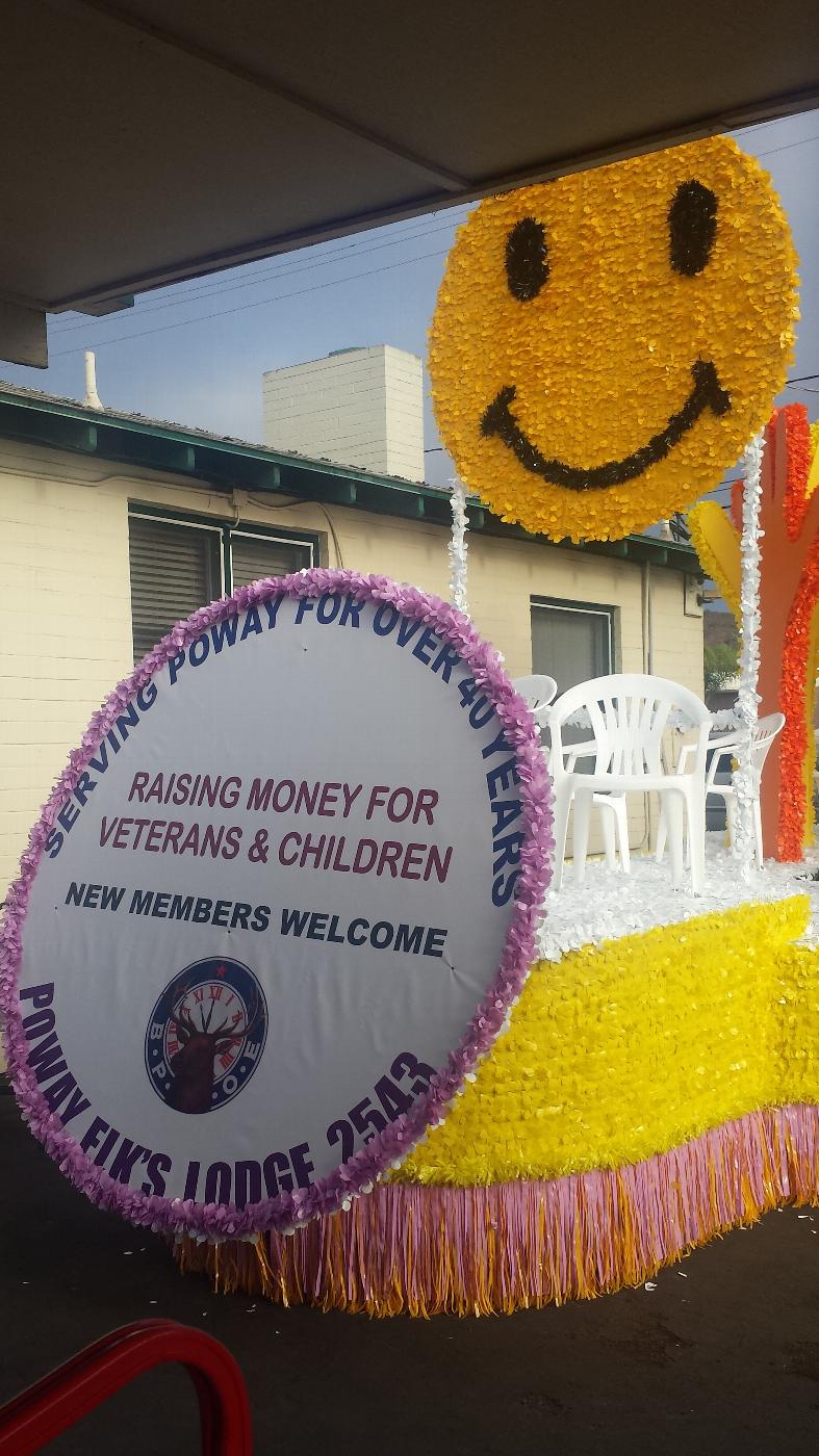 Picture of the Poway Elks Lodge float for the Poway Days September 9, 2017.