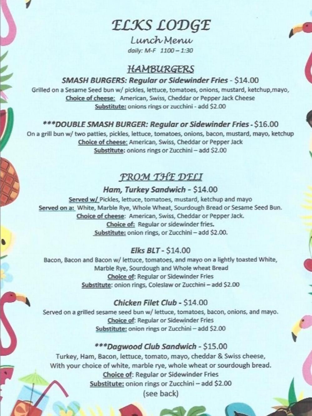 Lunch menu
