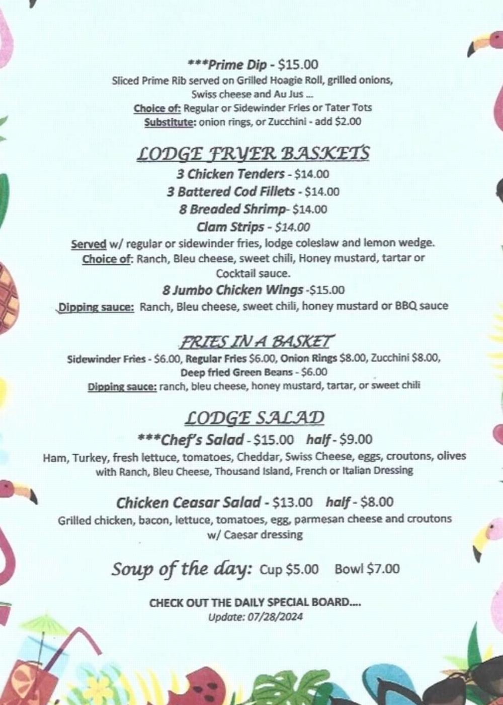Lunch menu